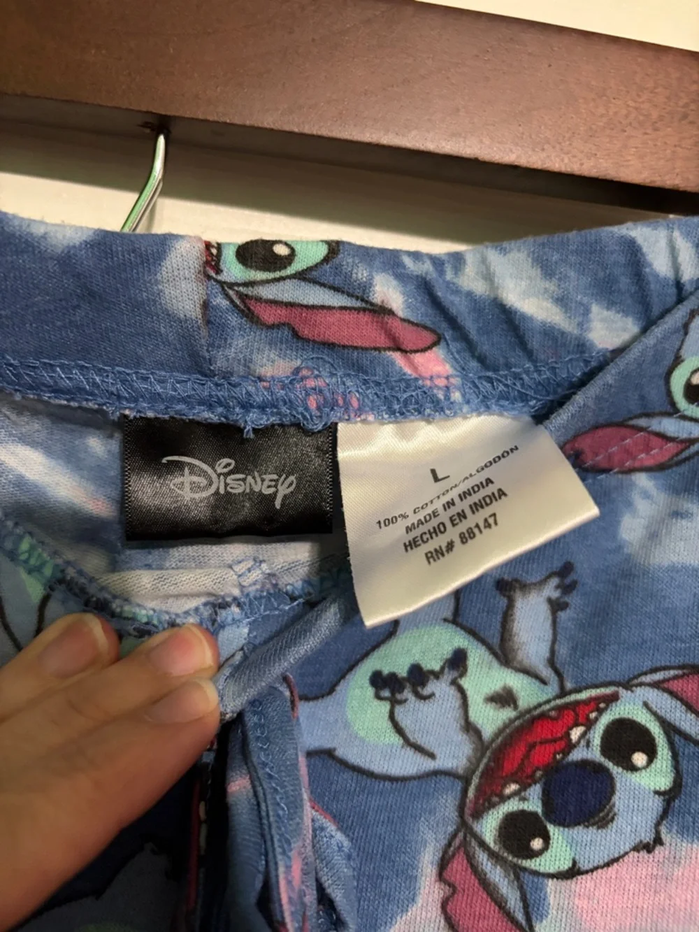 Disney Blue Pink Tie-Dye Stitch Fleece Pajama Pants - Picture 2 of 3